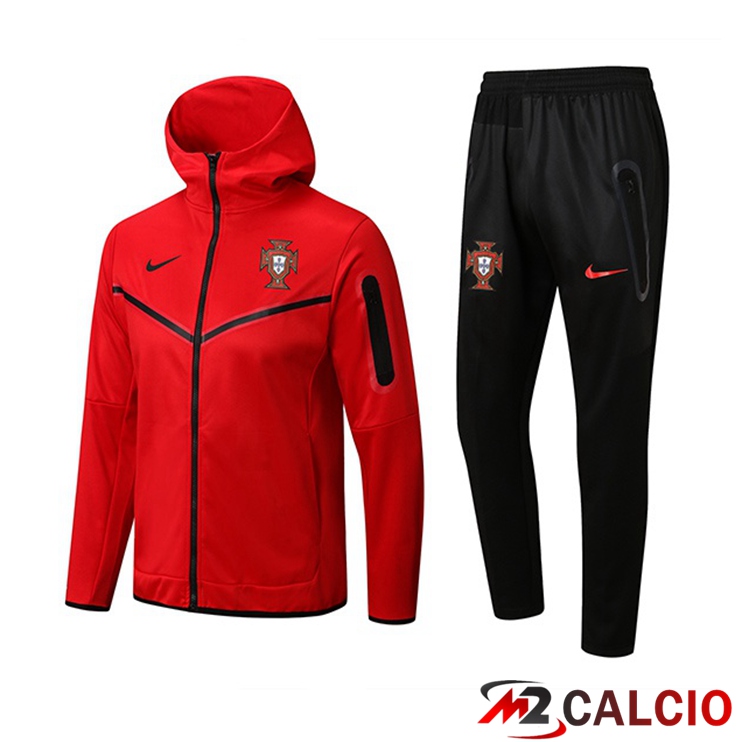 Maglie Calcio Personalizzate,Tute Calcio Squadre,Maglia Nazionale Italiana Calcio | Insieme Giacca Con Cappuccio Tuta Portogallo Rosso 2022/2023