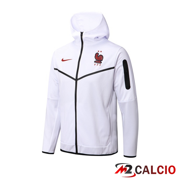 Maglie Calcio Personalizzate,Tute Calcio Squadre,Maglia Nazionale Italiana Calcio | Giacca Con Cappuccio Francia Bianco 2022/2023