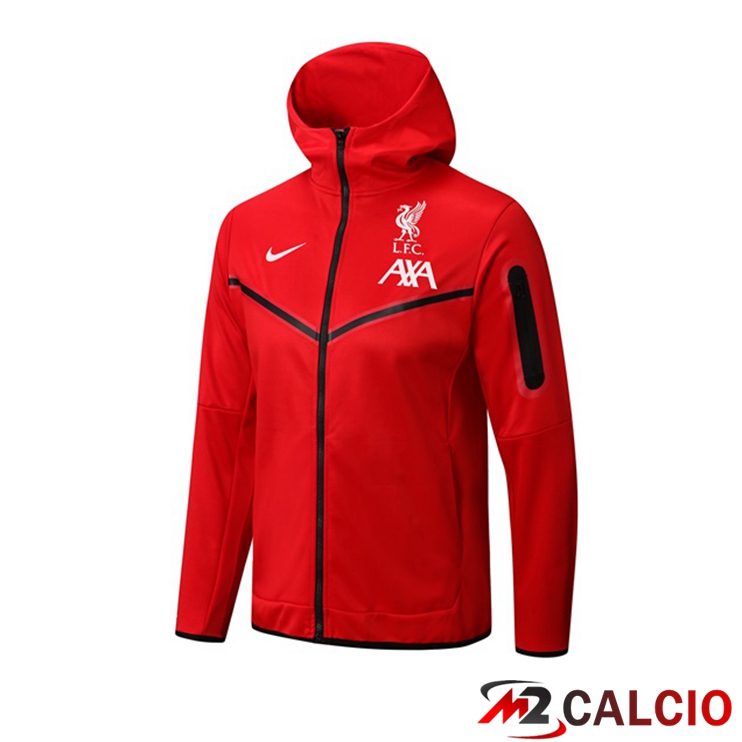 Maglie Calcio Personalizzate,Tute Calcio Squadre,Maglia Nazionale Italiana Calcio | Giacca Con Cappuccio FC Liverpool Rosso 2022/2023