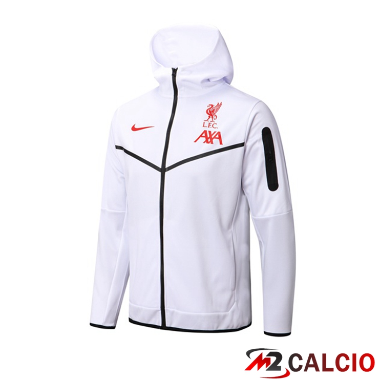 Maglie Calcio Personalizzate,Tute Calcio Squadre,Maglia Nazionale Italiana Calcio | Giacca Con Cappuccio FC Liverpool Bianco 2022/2023