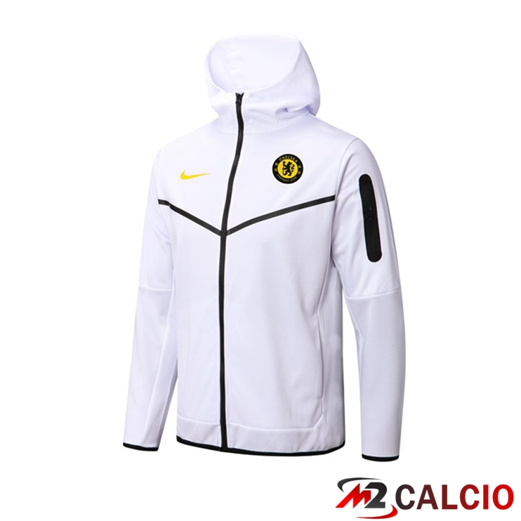Maglie Calcio Personalizzate,Tute Calcio Squadre,Maglia Nazionale Italiana Calcio | Giacca Con Cappuccio FC Chelsea Bianco 2022/2023