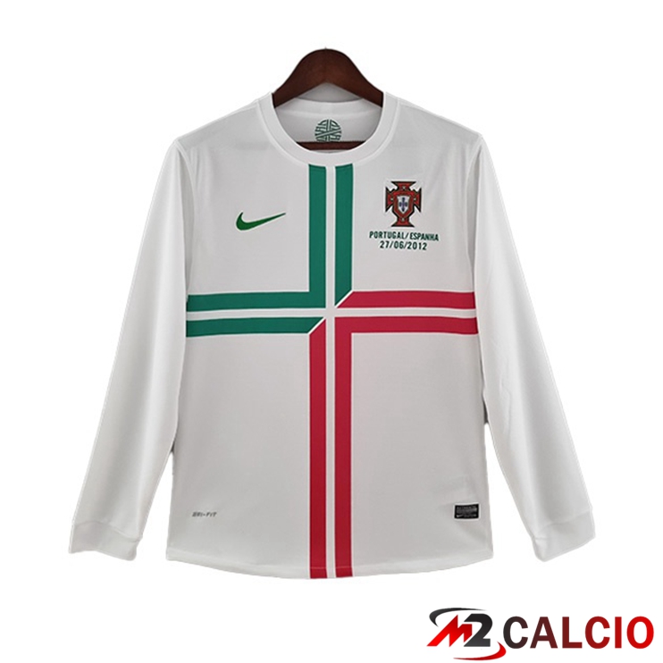 Maglie Calcio Personalizzate,Tute Calcio Squadre,Maglia Nazionale Italiana Calcio | Maglie Calcio Portogallo Retro Seconda Manica Lunga Bianco 2012