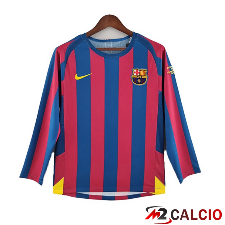 Maglie Calcio Personalizzate,Tute Calcio Squadre,Maglia Nazionale Italiana Calcio | Maglie Calcio FC Barcellona Retro Prima Manica Lunga Rosso Blu 2005-2006