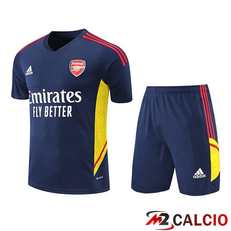 Maglie Calcio Personalizzate,Tute Calcio Squadre,Maglia Nazionale Italiana Calcio | T Shirt Allenamento Arsenal + Pantaloncini Blu Reale 2022/2023