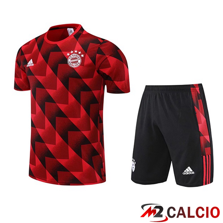 Maglie Calcio Personalizzate,Tute Calcio Squadre,Maglia Nazionale Italiana Calcio | T Shirt Allenamento Bayern Monaco + Pantaloncini Rosso Nero 2022/2023