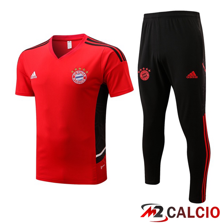 Maglie Calcio Personalizzate,Tute Calcio Squadre,Maglia Nazionale Italiana Calcio | T Shirt Allenamento Bayern Monaco + Pantaloni Rosso 2022/2023