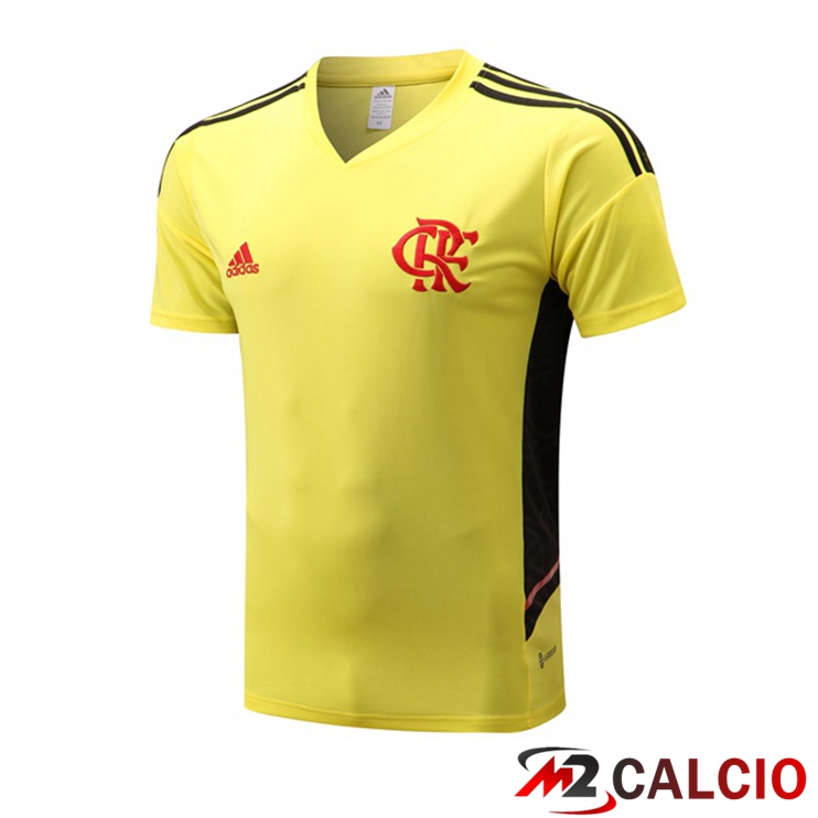 Maglie Calcio Personalizzate,Tute Calcio Squadre,Maglia Nazionale Italiana Calcio | T Shirt Allenamento Flamengo Giallo 2022/2023