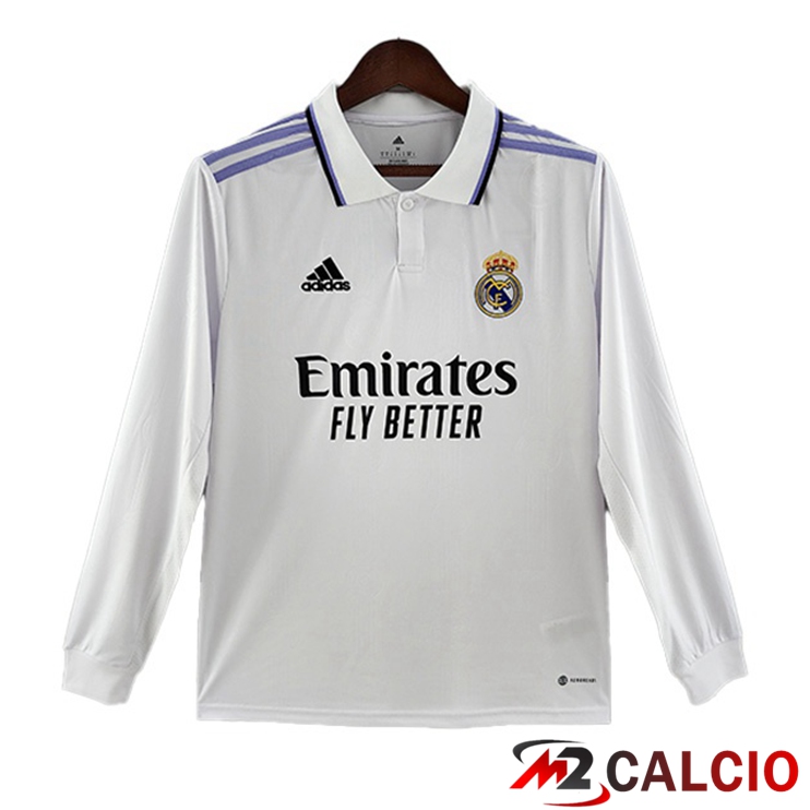 Maglie Calcio Personalizzate,Tute Calcio Squadre,Maglia Nazionale Italiana Calcio | Maglie Calcio Real Madrid Manica Lunga Prima Bianco 2022/2023