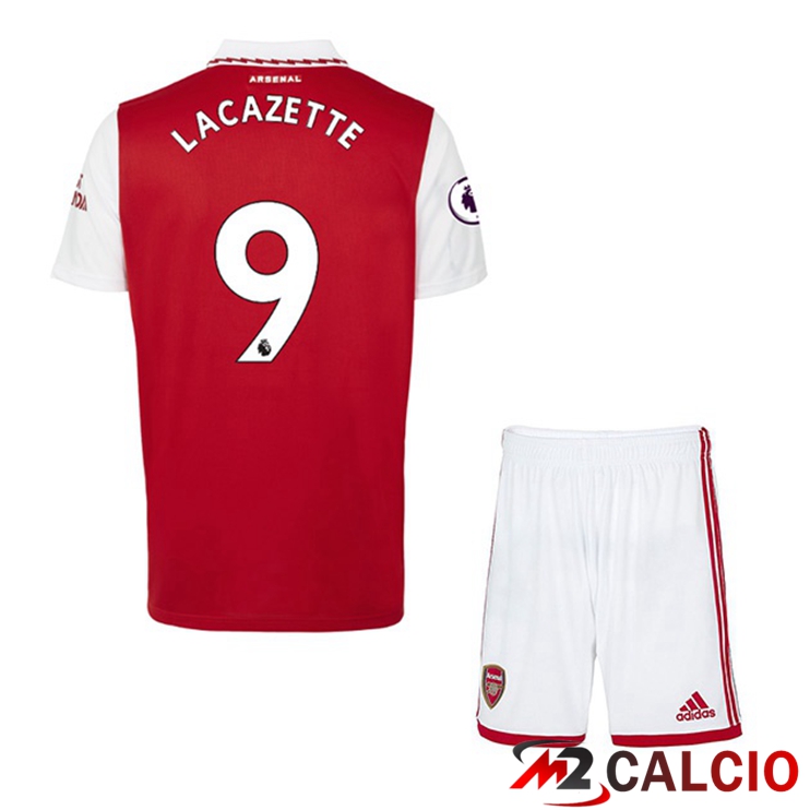 Maglie Calcio Personalizzate,Tute Calcio Squadre,Maglia Nazionale Italiana Calcio | Maglie Calcio Arsenal (LACAZETTE 9) Bambino Prima Rosso Bianco 2022/2023