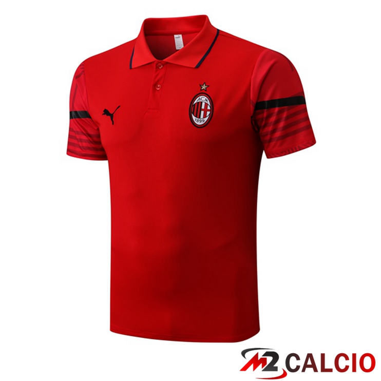 Maglie Calcio Personalizzate,Tute Calcio Squadre,Maglia Nazionale Italiana Calcio | Maglia Polo AC Milan Rosso 2022/2023
