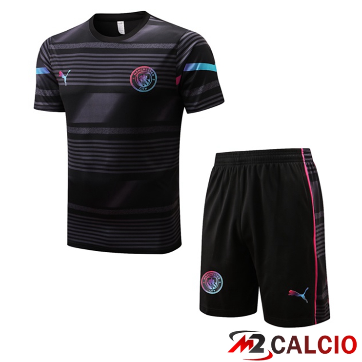 Maglie Calcio Personalizzate,Tute Calcio Squadre,Maglia Nazionale Italiana Calcio | T Shirt Allenamento Manchester City + Pantaloncini Nero 2022/2023