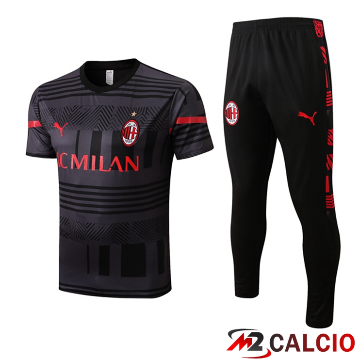 Maglie Calcio Personalizzate,Tute Calcio Squadre,Maglia Nazionale Italiana Calcio | T Shirt Allenamento AC Milan + Pantaloni Nero 2022/2023