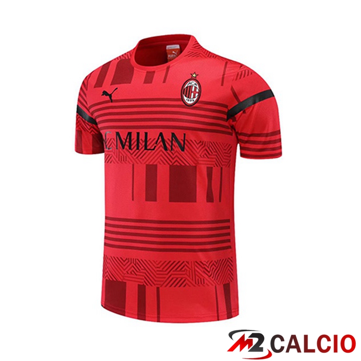 Maglie Calcio Personalizzate,Tute Calcio Squadre,Maglia Nazionale Italiana Calcio | T Shirt Allenamento AC Milan Rosso 2022/2023