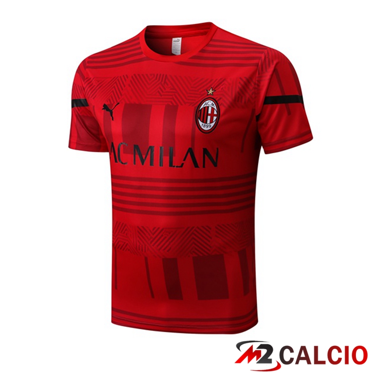Maglie Calcio Personalizzate,Tute Calcio Squadre,Maglia Nazionale Italiana Calcio | T Shirt Allenamento AC Milan Rosso 2022/2023