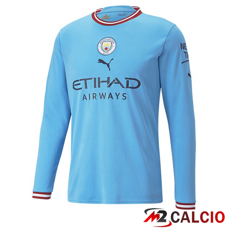 Maglie Calcio Personalizzate,Tute Calcio Squadre,Maglia Nazionale Italiana Calcio | Maglie Calcio Manchester City Prima Manica Lunga Blu 2022/2023