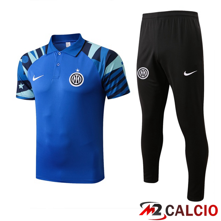 Maglie Calcio Personalizzate,Tute Calcio Squadre,Maglia Nazionale Italiana Calcio | Kit Maglia Polo Inter Milan + Pantaloni Blu 2022/2023