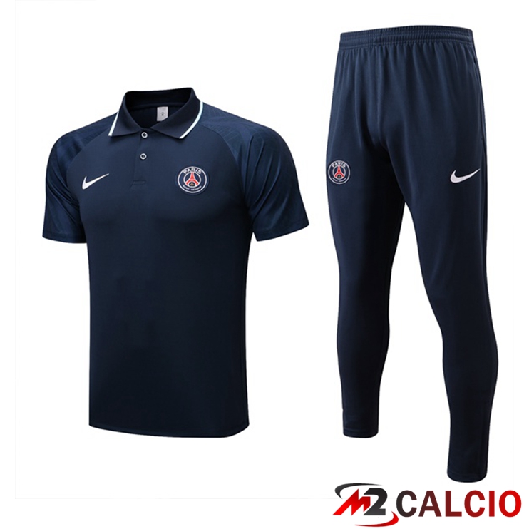 Maglie Calcio Personalizzate,Tute Calcio Squadre,Maglia Nazionale Italiana Calcio | Kit Maglia Polo Paris PSG + Pantaloni Blu Reale 2022/2023