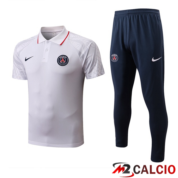 Maglie Calcio Personalizzate,Tute Calcio Squadre,Maglia Nazionale Italiana Calcio | Kit Maglia Polo Paris PSG + Pantaloni Bianco 2022/2023
