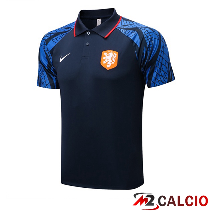 Maglie Calcio Personalizzate,Tute Calcio Squadre,Maglia Nazionale Italiana Calcio | Maglia Polo Paesi Bassi Blu Reale 2022/2023