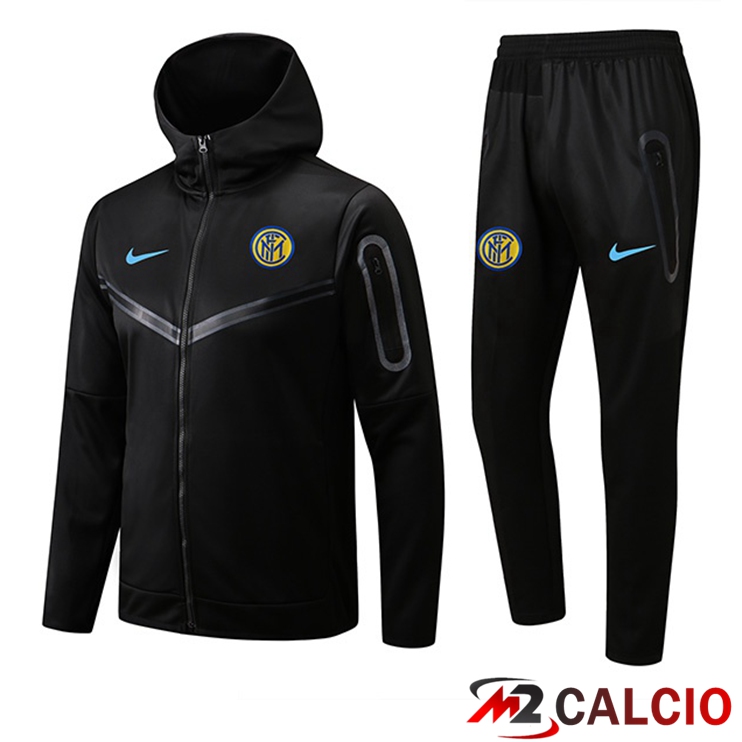 Maglie Calcio Personalizzate,Tute Calcio Squadre,Maglia Nazionale Italiana Calcio | Insieme Giacca Con Cappuccio Tuta Inter Milan Nero 2022/2023