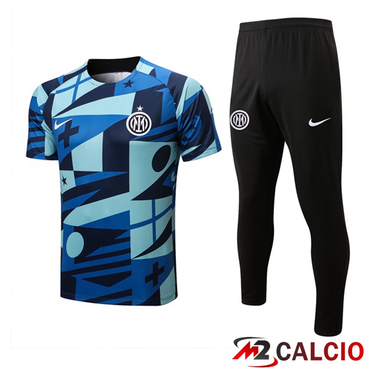 Maglie Calcio Personalizzate,Tute Calcio Squadre,Maglia Nazionale Italiana Calcio | T Shirt Allenamento Inter Milan + Pantaloni Blu 2022/2023