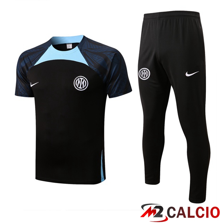 Maglie Calcio Personalizzate,Tute Calcio Squadre,Maglia Nazionale Italiana Calcio | T Shirt Allenamento Inter Milan + Pantaloni Nero 2022/2023