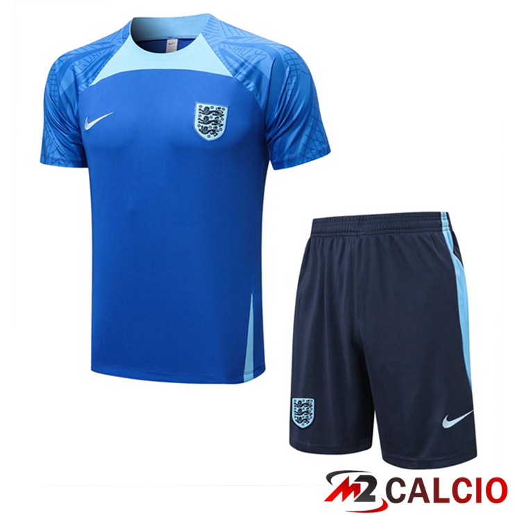 Maglie Calcio Personalizzate,Tute Calcio Squadre,Maglia Nazionale Italiana Calcio | T Shirt Allenamento Inghilterra + Pantaloncini Blu 2022/2023