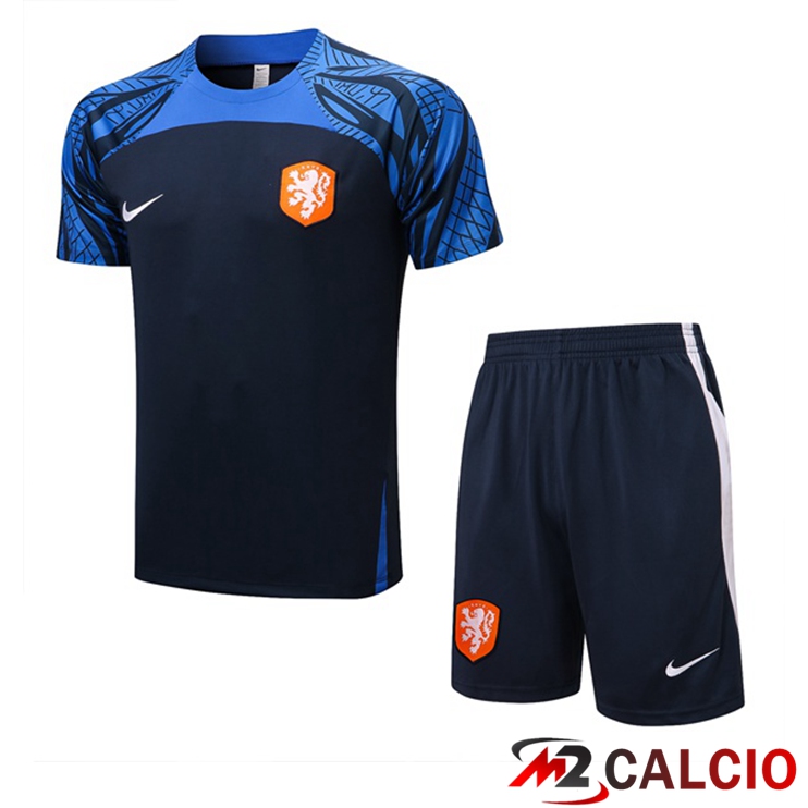 Maglie Calcio Personalizzate,Tute Calcio Squadre,Maglia Nazionale Italiana Calcio | T Shirt Allenamento Paesi Bassi + Pantaloncini Blu Reale 2022/2023
