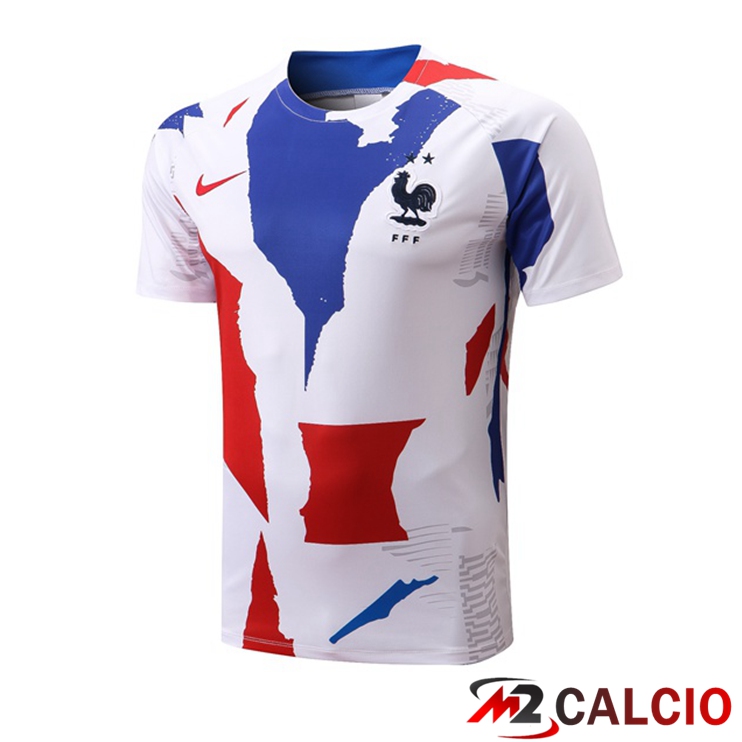 Maglie Calcio Personalizzate,Tute Calcio Squadre,Maglia Nazionale Italiana Calcio | T Shirt Allenamento Francia Bianco 2022/2023