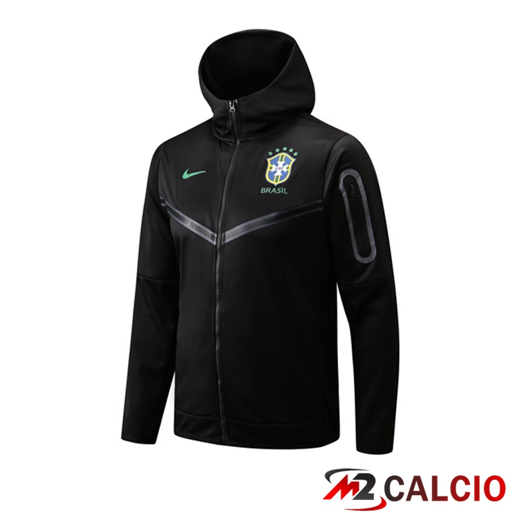 Maglie Calcio Personalizzate,Tute Calcio Squadre,Maglia Nazionale Italiana Calcio | Giacca Con Cappuccio Brasile Nero 2022/2023