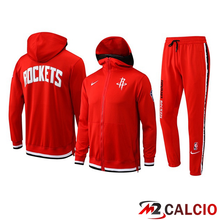 Insieme Giacca Con Cappuccio Tuta Houston Rockets Rosso 2022/2023