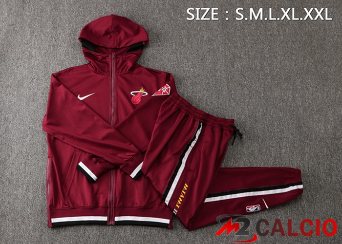 Insieme Giacca Con Cappuccio Tuta Miami Heat Rosso 2022/2023