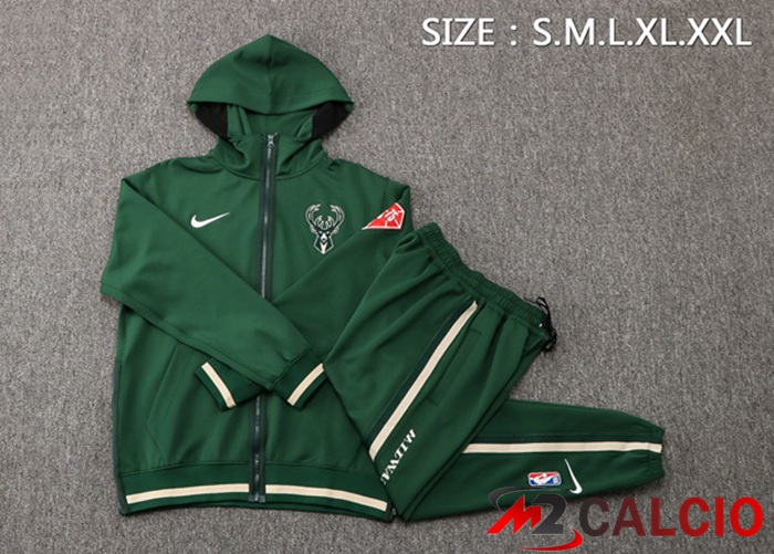 Insieme Giacca Con Cappuccio Tuta Milwaukee Bucks Verde 2022/2023