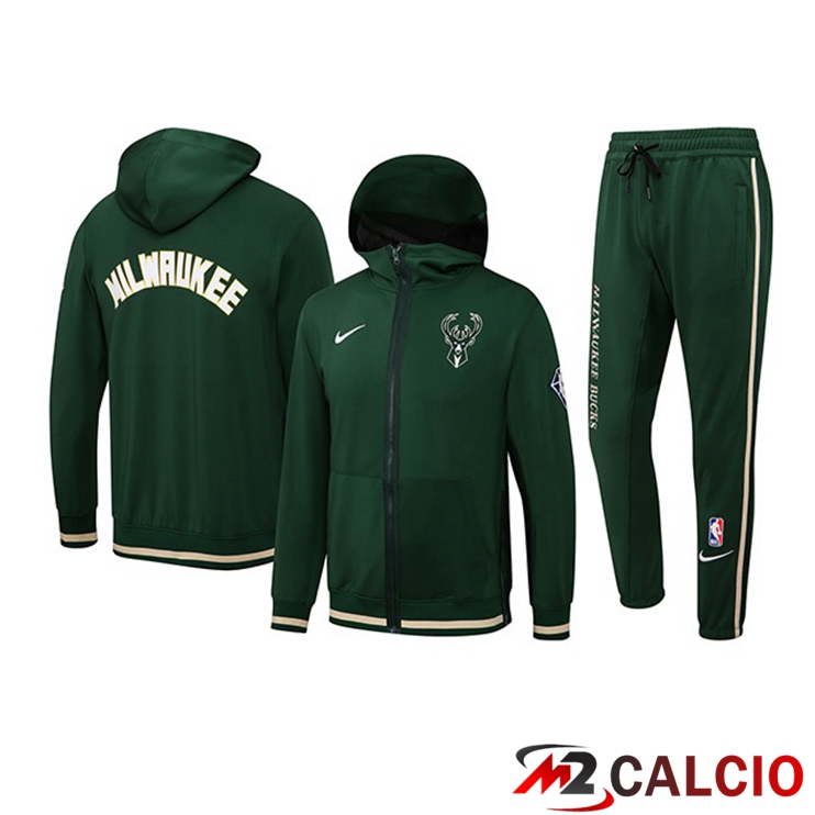 Insieme Giacca Con Cappuccio Tuta Milwaukee Bucks Verde 2022/2023