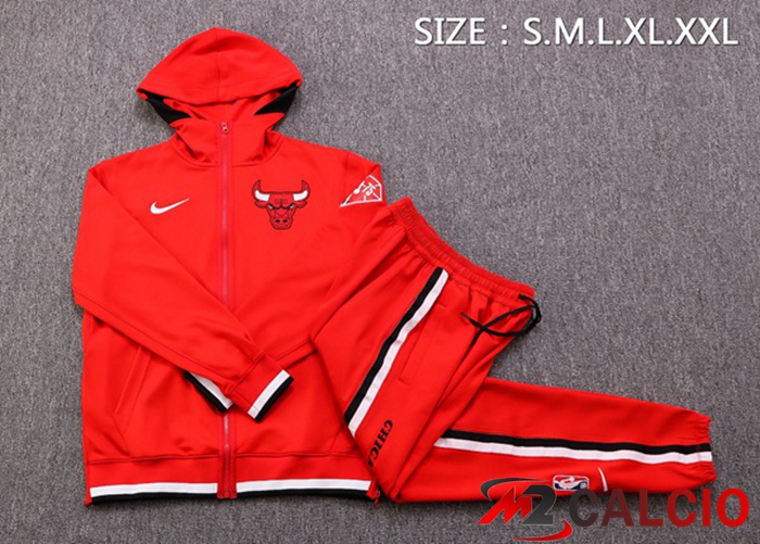 Insieme Giacca Con Cappuccio Tuta Chicago Bulls Rosso 2022/2023