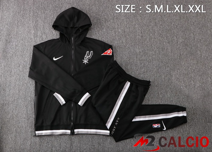 Insieme Giacca Con Cappuccio Tuta San Antonio Spurs Nero 2022/2023