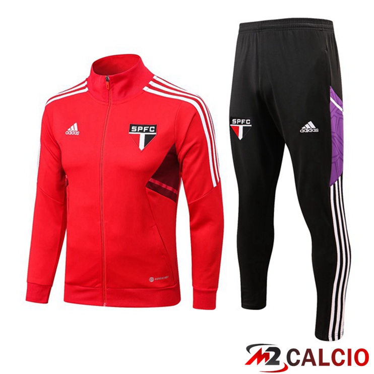 Maglie Calcio Personalizzate,Tute Calcio Squadre,Maglia Nazionale Italiana Calcio | Insieme Tuta Calcio - Giacca Sao Paulo FC Rosso 2022/2023