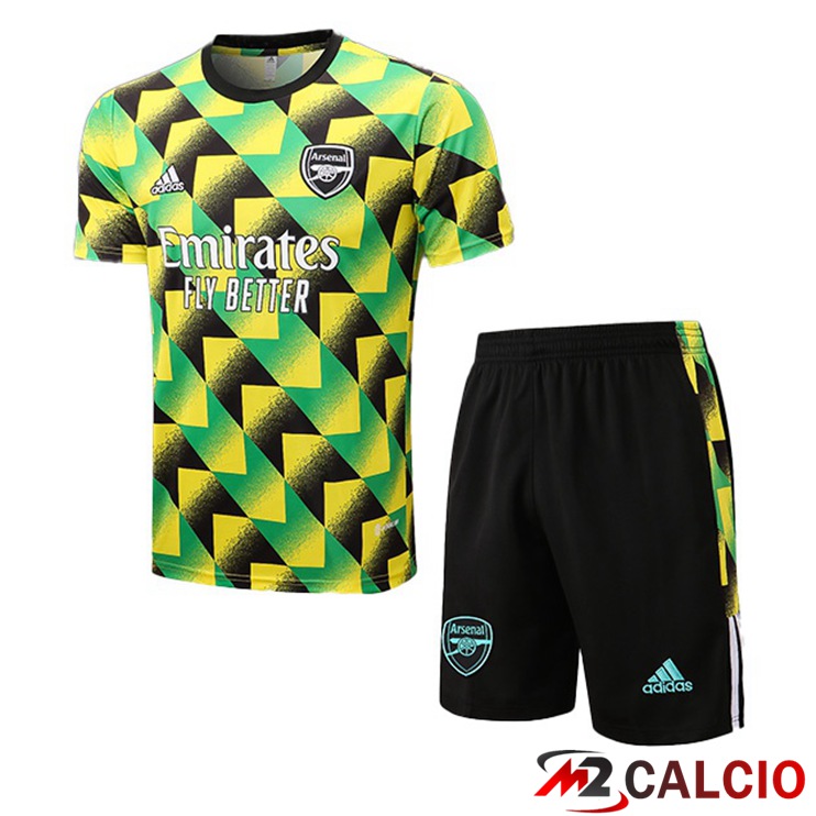 Maglie Calcio Personalizzate,Tute Calcio Squadre,Maglia Nazionale Italiana Calcio | T Shirt Allenamento Arsenal + Shorts Verde 2022/2023