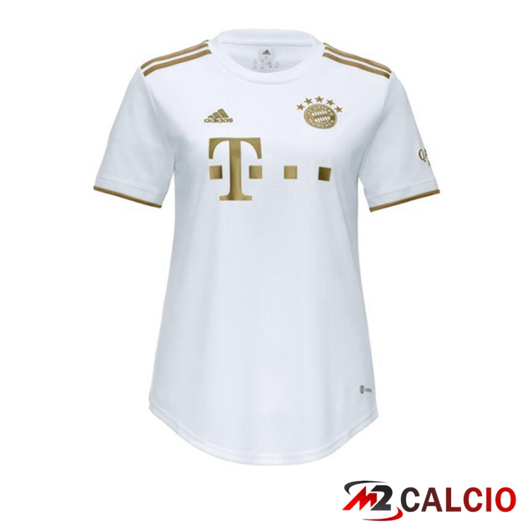 Maglie Calcio Personalizzate,Tute Calcio Squadre,Maglia Nazionale Italiana Calcio | Maglie Calcio Bayern Monaco Donna Seconda Bianco 2022/2023