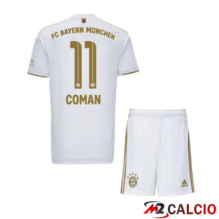 Maglie Calcio Personalizzate,Tute Calcio Squadre,Maglia Nazionale Italiana Calcio | Maglie Calcio Bayern Monaco (Coman 11) Bambino Seconda Bianco 2022/2023