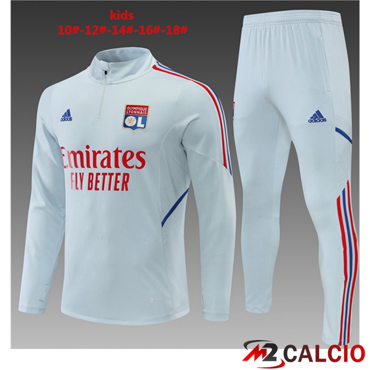 Maglie Calcio Personalizzate,Tute Calcio Squadre,Maglia Nazionale Italiana Calcio | Tuta Calcio Lyon OL Bambino Grigio 2022/2023