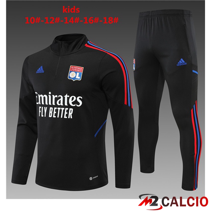 Maglie Calcio Personalizzate,Tute Calcio Squadre,Maglia Nazionale Italiana Calcio | Tuta Calcio Lyon OL Bambino Nero 2022/2023