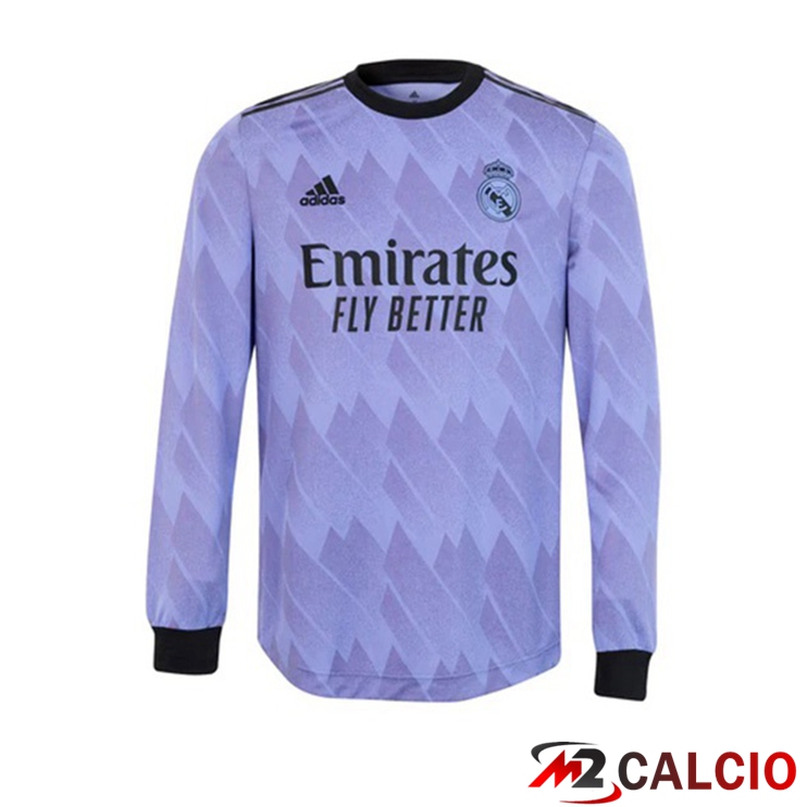 Maglie Calcio Personalizzate,Tute Calcio Squadre,Maglia Nazionale Italiana Calcio | Maglie Calcio Real Madrid Seconda Maniche Lunghe Porpora 2022/2023