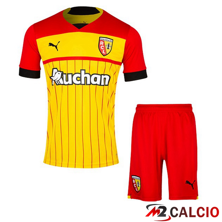 Maglie Calcio Personalizzate,Tute Calcio Squadre,Maglia Nazionale Italiana Calcio | Maglie Calcio RC Lens Bambino Prima Giallo Rosso 2022/2023