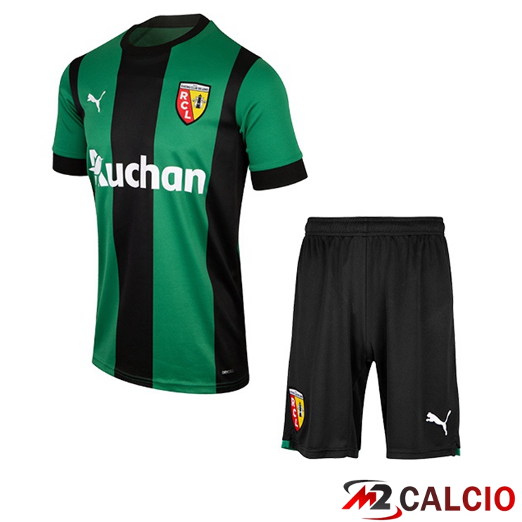 Maglie Calcio Personalizzate,Tute Calcio Squadre,Maglia Nazionale Italiana Calcio | Maglie Calcio RC Lens Bambino Seconda Verde Nero 2022/2023