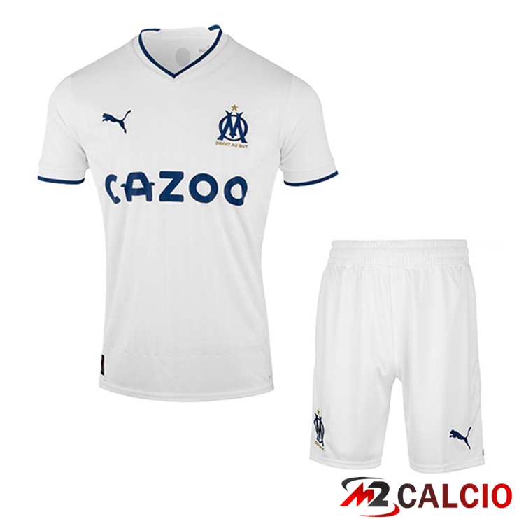 Maglie Calcio Personalizzate,Tute Calcio Squadre,Maglia Nazionale Italiana Calcio | Maglie Calcio Marsiglia OM Bambino Prima Bianco 2022/2023