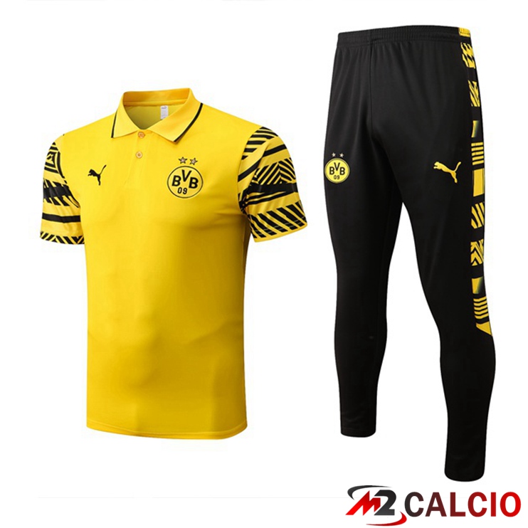 Maglie Calcio Personalizzate,Tute Calcio Squadre,Maglia Nazionale Italiana Calcio | Maglia Polo Dortmund BVB Uomo + Pantaloni Giallo 2022/2023