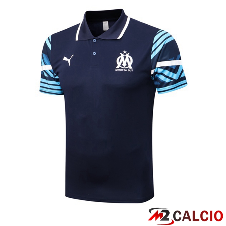 Maglie Calcio Personalizzate,Tute Calcio Squadre,Maglia Nazionale Italiana Calcio | Maglia Polo Marsiglia OM Uomo Blu Royal 2022/2023
