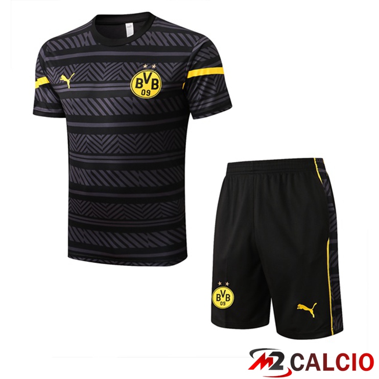 Maglie Calcio Personalizzate,Tute Calcio Squadre,Maglia Nazionale Italiana Calcio | T Shirt Allenamento Dortmund BVB + Shorts Nero 2022/2023