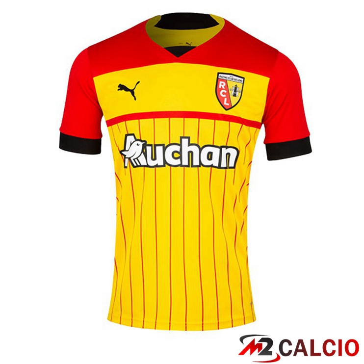 Maglie Calcio Personalizzate,Tute Calcio Squadre,Maglia Nazionale Italiana Calcio | Maglie Calcio RC Lens Prima Giallo Rosso 2022/2023